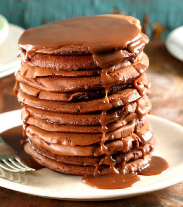 Gooey chocolate brownie pancakes