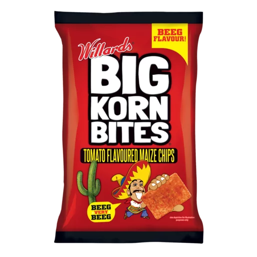 Willards Big Korn Bites Tomato Flavoured Maize Chips 120g