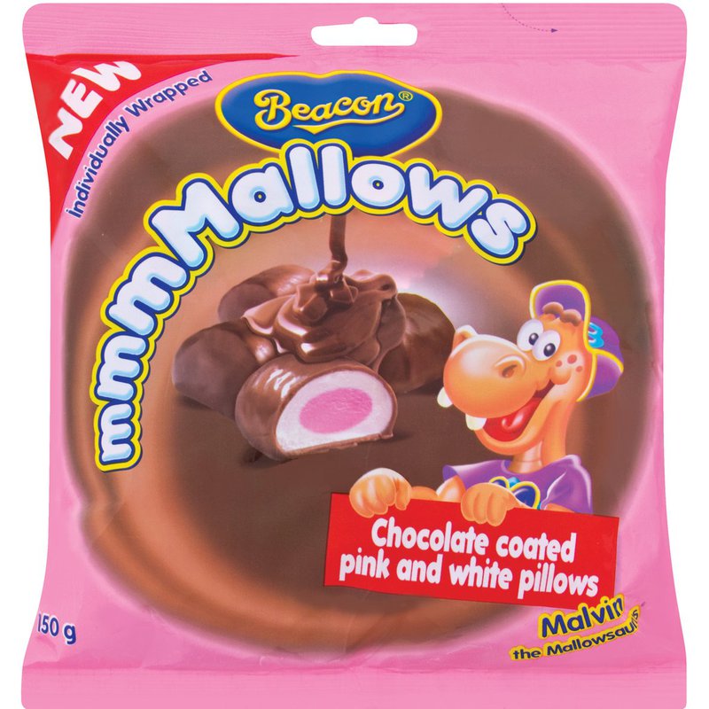 Beacon Mallows Chocolate Coated Pink & White Strawberry Pillows 41g